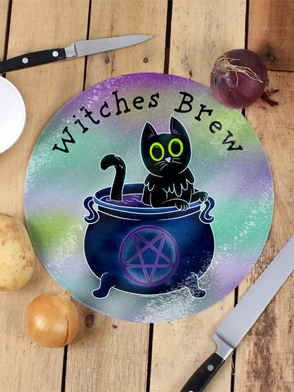Witches Brew Shadow Kitten Circular Chopping Board