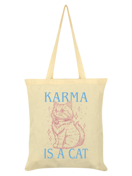 Karma Is A Cat Cream Tote Bag