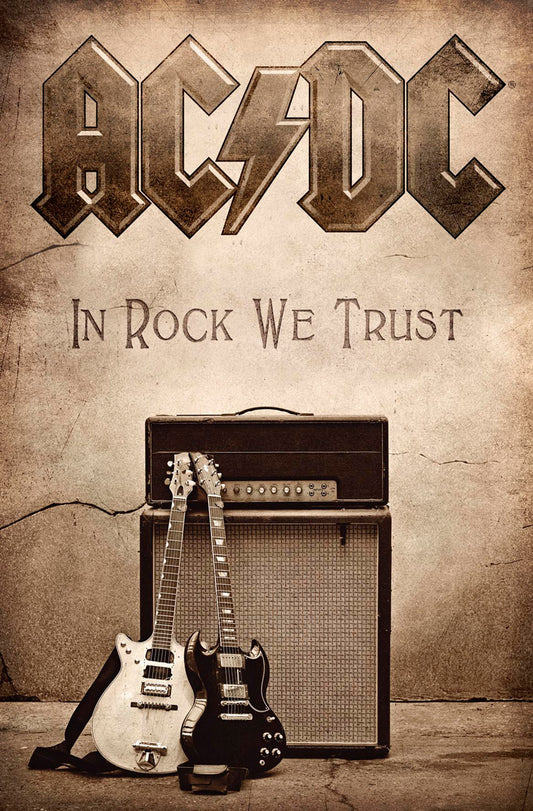 AC/DC In Rock We Trust Textile Flag