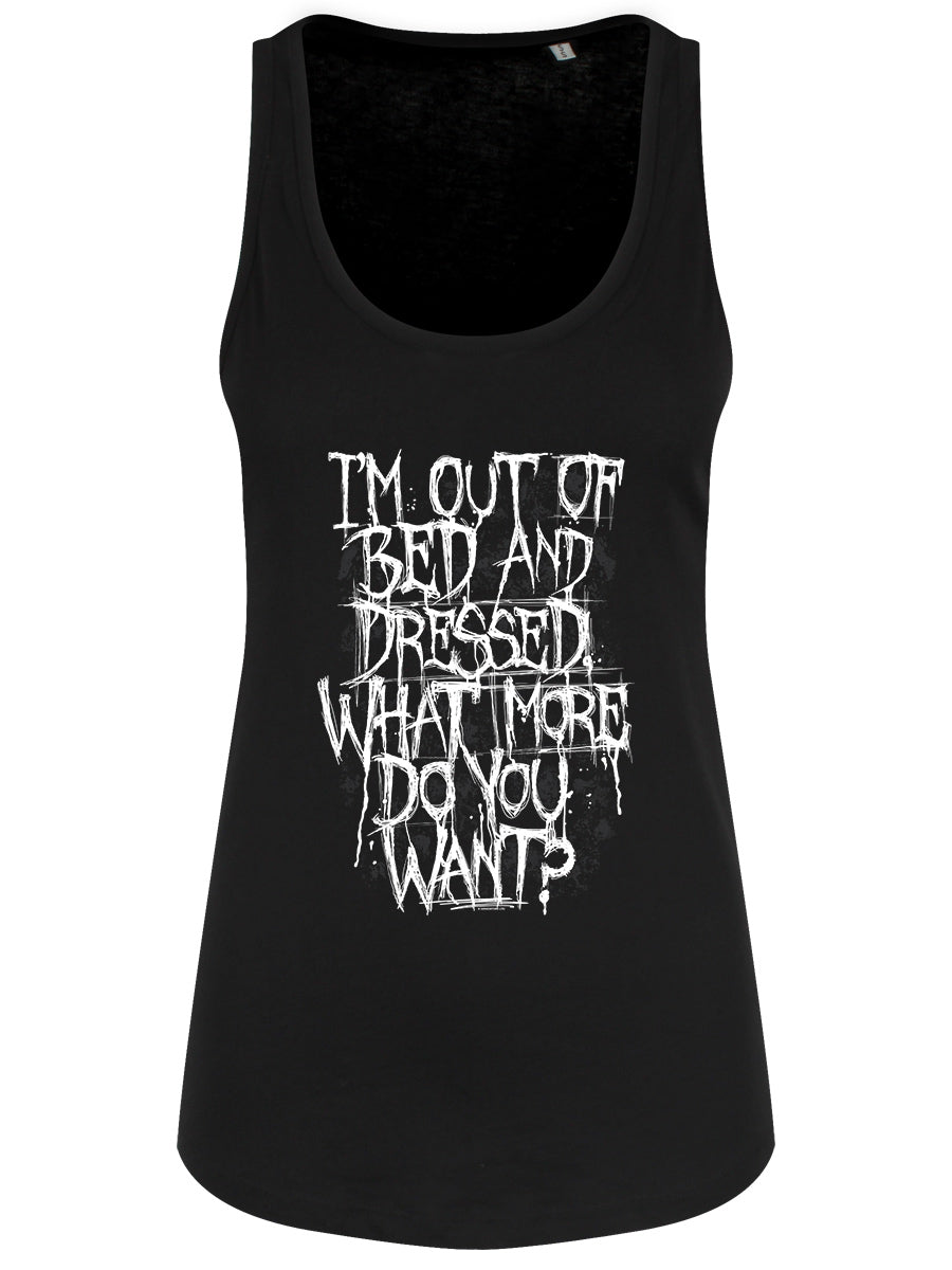 I'm Out Of Bed & Dressed Ladies Black Floaty Tank