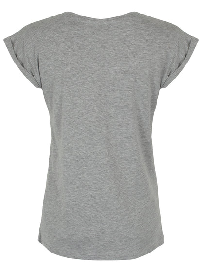 We're All Mad Here Ladies Premium Heather Grey T-Shirt