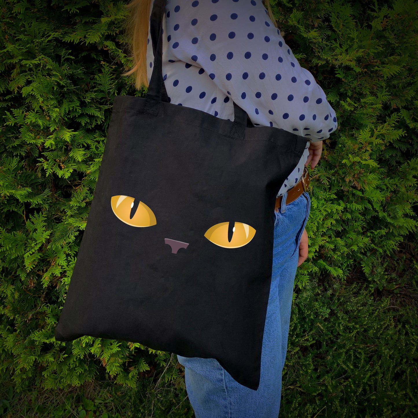Curious Kitten Black Tote Bag
