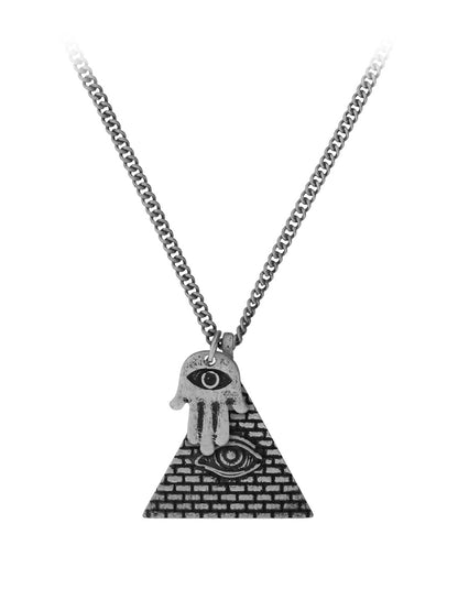 Fad Treasures Hamsa Hand & Pyramid Eye Necklace