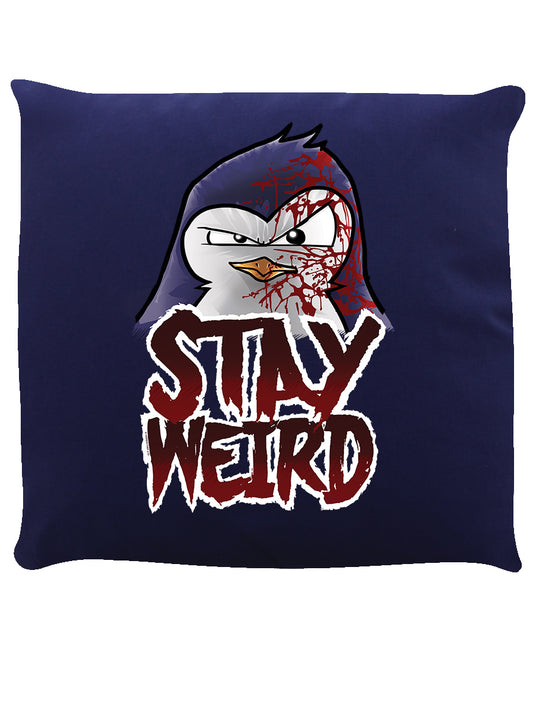 Psycho Penguin Stay Weird Navy Cushion