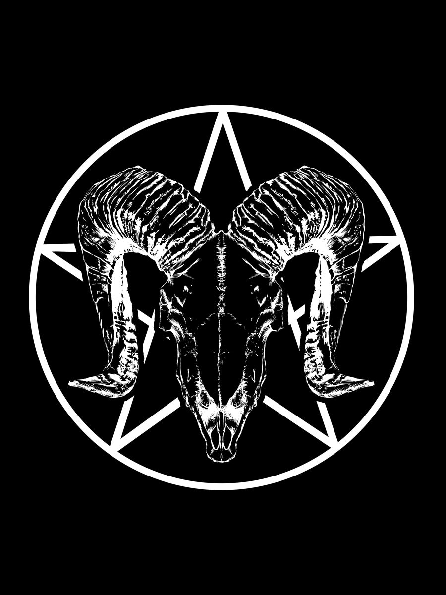 Ram Skull Pentagram Men's Black Hoodie
