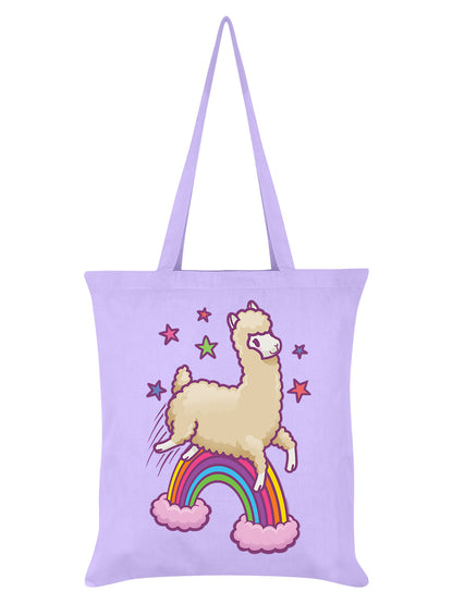 Happy Space Llama Lilac Tote Bag
