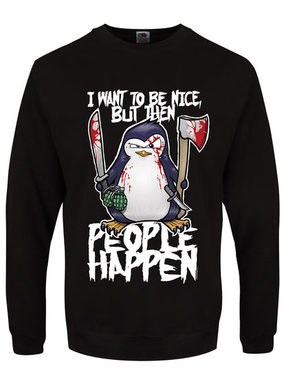 Psycho Penguin I Want To Be Nice Men's Black Sweater