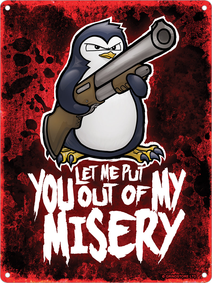 Psycho Penguin Misery Mini Tin Sign