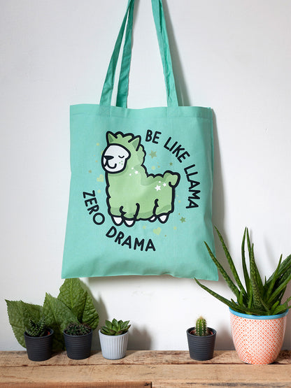 Be Like Llama Zero Drama Mint Green Tote Bag