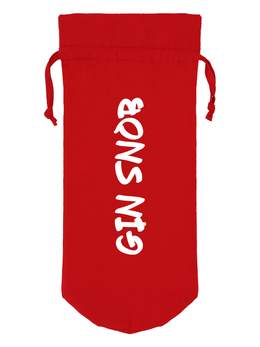 Gin Snob Red Cotton Drawstring Bottle Bag