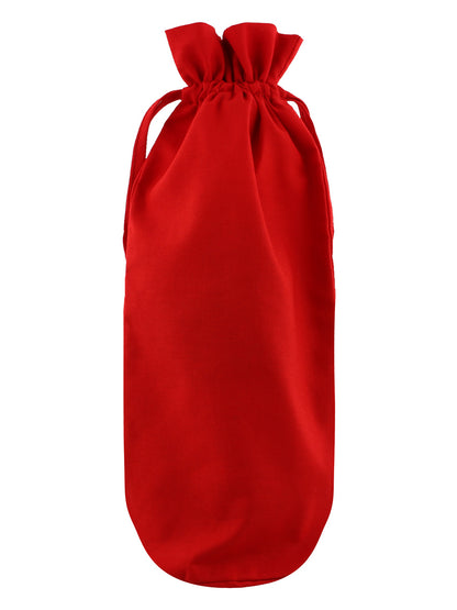 Sip Happens Red Cotton Drawstring Bottle Bag