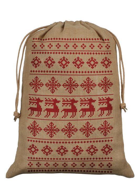 Christmas Reindeer Hessian Santa Sack