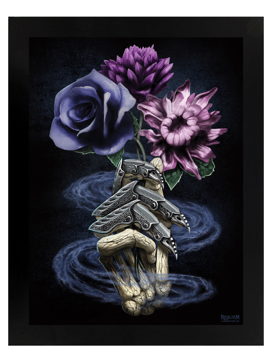 Requiem Collective Death's Bouquet Black Wooden Framed Print