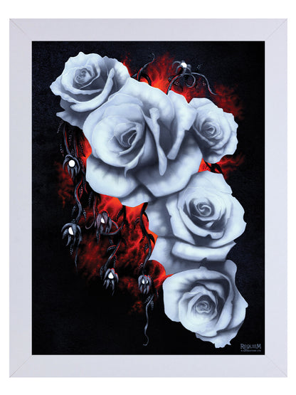 Requiem Collective Fading Beauty White Wooden Framed Print