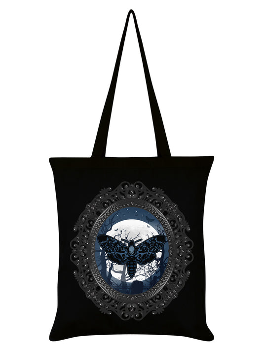 Death Moon Moth Black Tote Bag