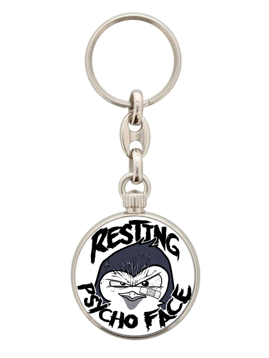 Psycho Penguin Resting Psycho Face Round Keyring