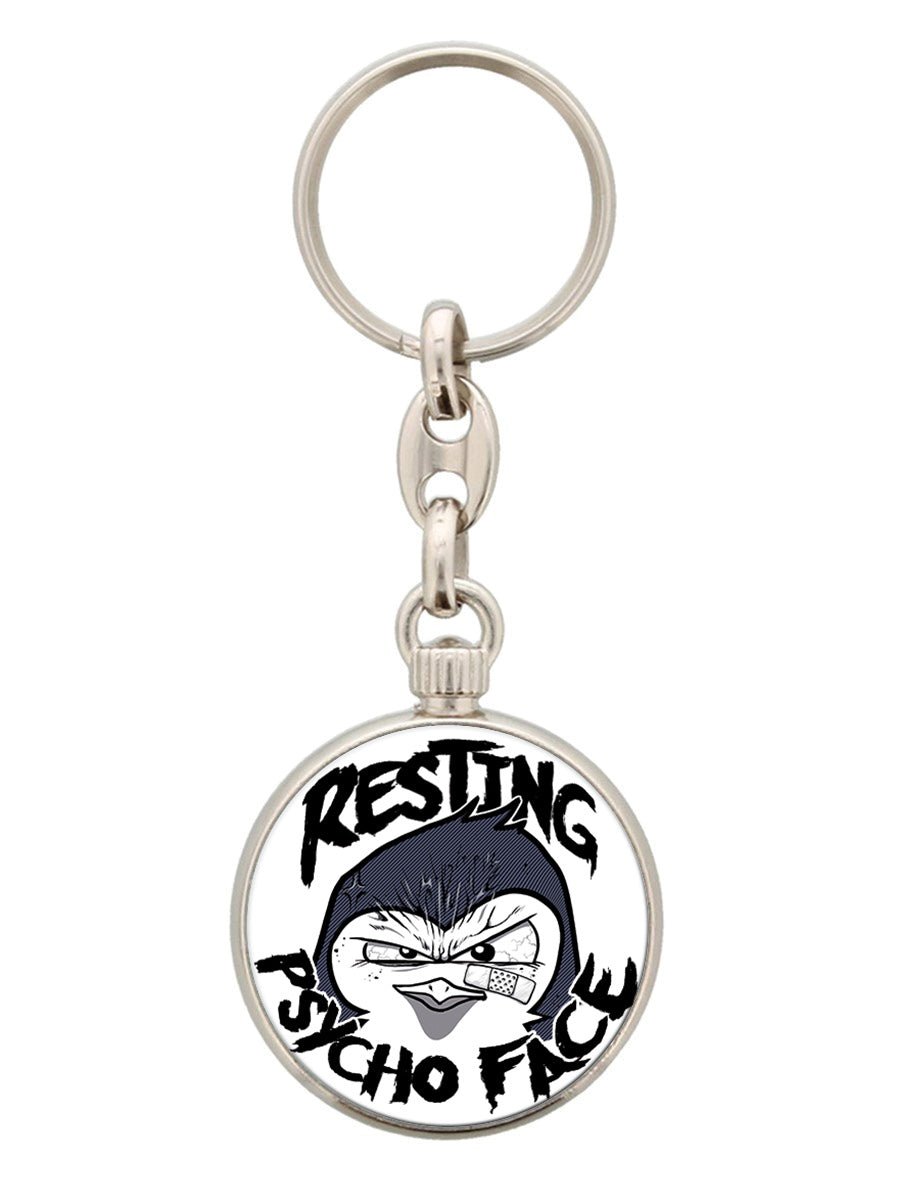 Psycho Penguin Resting Psycho Face Round Keyring