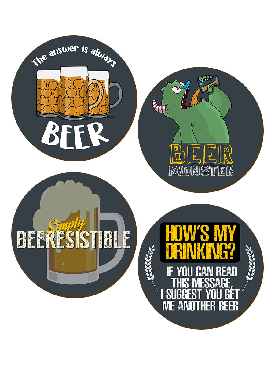 The Answer Is Always Beer 4 Piece Coaster Set