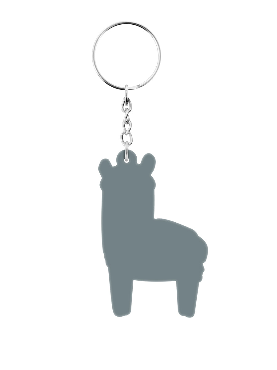 Cute Grey Alpaca Rubber Keychain