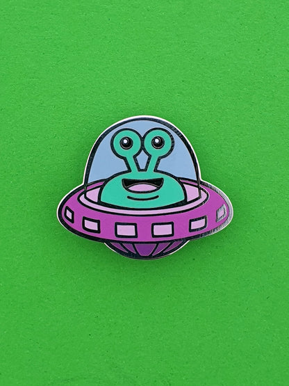 Funky Green Alien Enamel Pin Badge