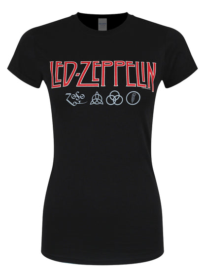 Led Zeppelin Logo and Symbol Ladies Black T-Shirt