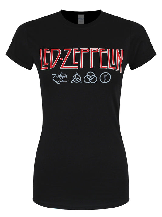 Led Zeppelin Logo and Symbol Ladies Black T-Shirt