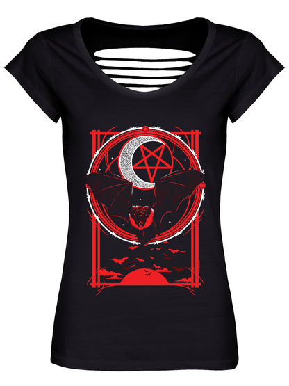 Goth Bat Ladies Black Razor Back T-Shirt