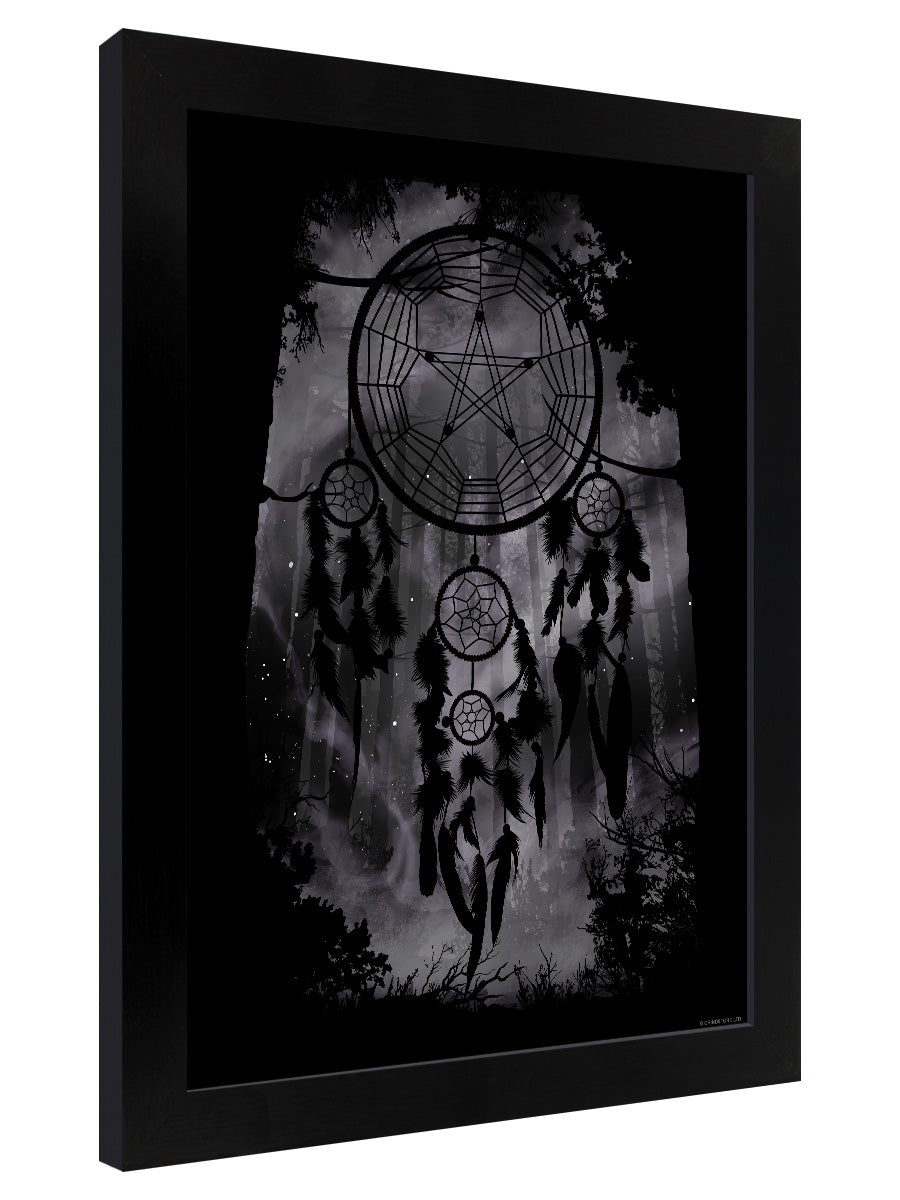 Unorthodox Collective Pentagram Dreamcatcher Black Wooden Framed Print
