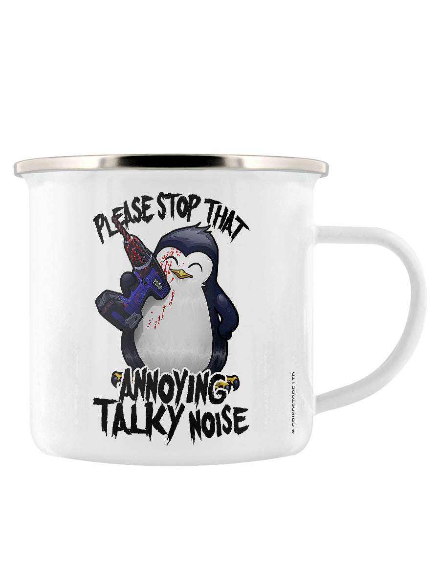 Psycho Penguin That Annoying Talky Noise Enamel Mug