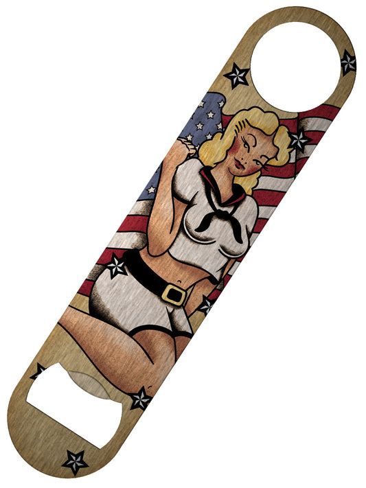 Retro Pin Up Bar Blade Bottle Opener