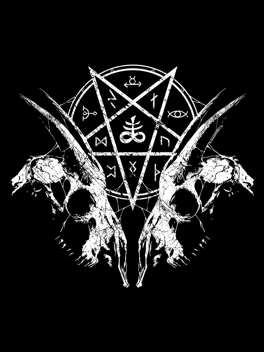 Goat Skull Pentagram Ladies Black Crop Top