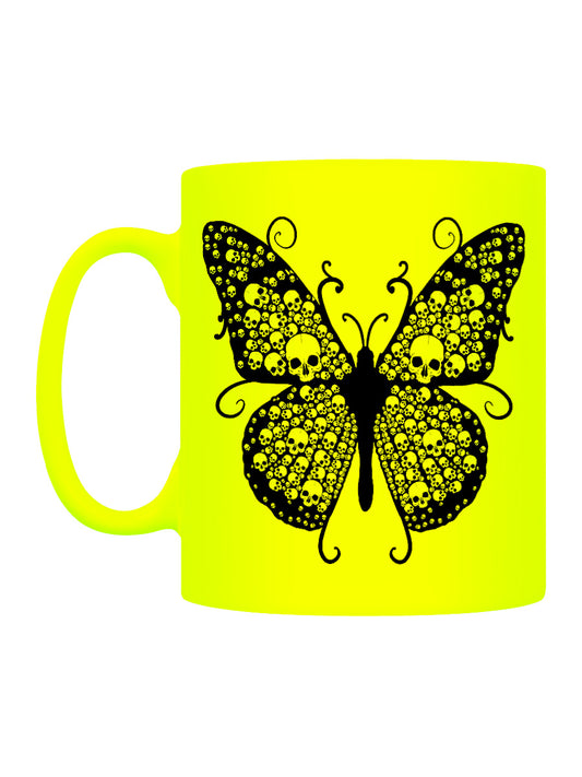 Skull Butterfly Yellow Neon Mug