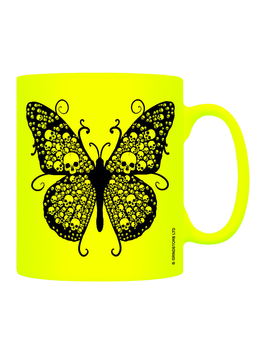 Skull Butterfly Yellow Neon Mug