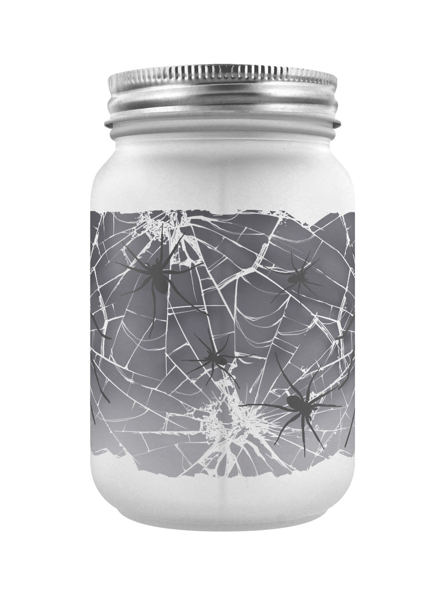 Spider Invasion Frosted Mason Jar Drinking Glass