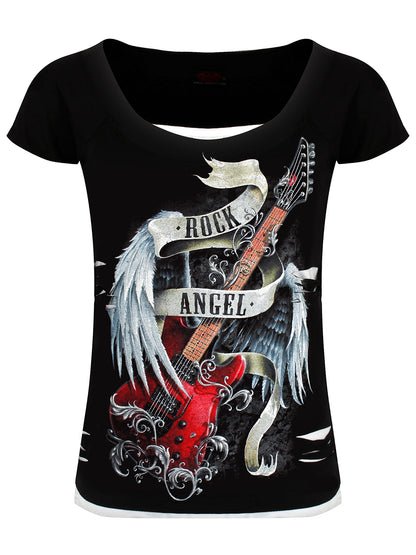 Spiral Direct Rock Angel 2in1 Black Ripped Top