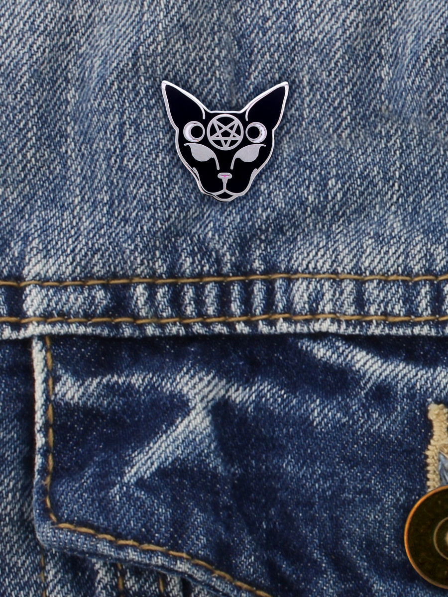 Gothic Cat Enamel Pin Badge