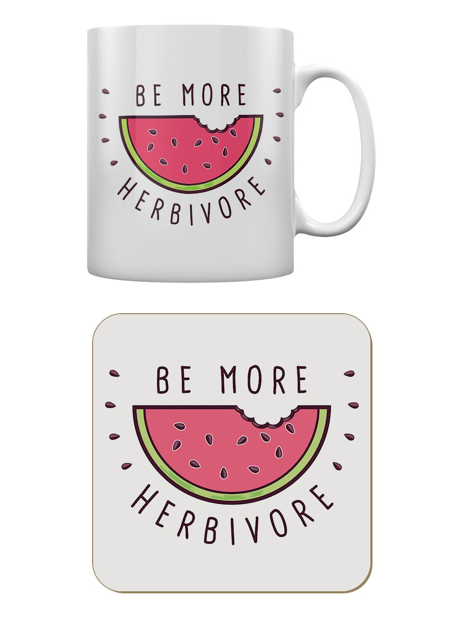 Be More Herbivore Vegan Vegetarian Mug & Coaster Set