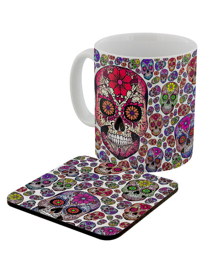 Sugar Skull Carnival Mug & Coaster Set