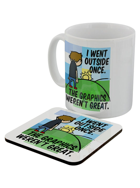 I Went Outside Once The Graphics Weren't Great Mug & Coaster Set