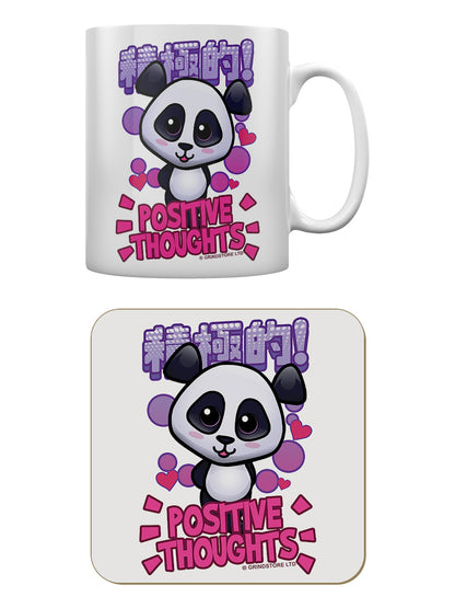 Handa Panda Positive Thoughts Mug & Coaster Set