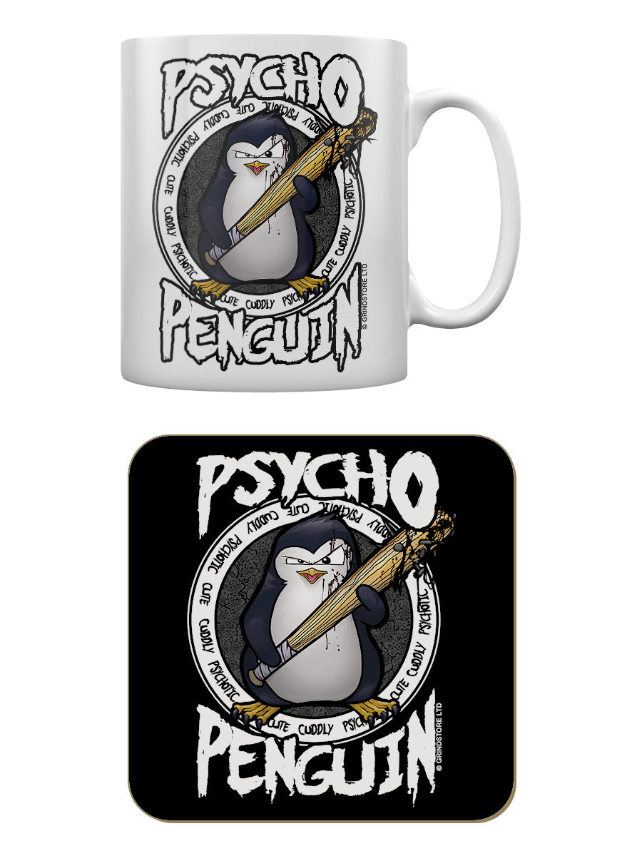 Psycho Penguin Cute, Cuddly, Psychotic Mug & Coaster Set