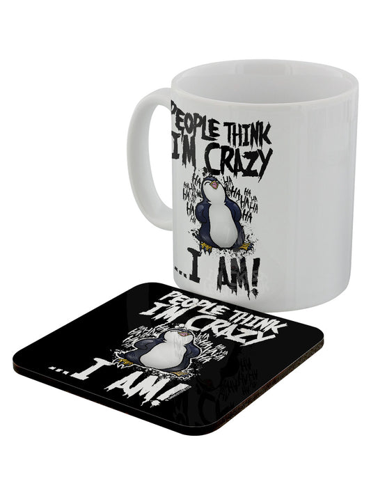 Psycho Penguin People Think I'm Crazy Mug & Coaster Set