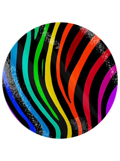 Rainbow Stripes Circular Glass Chopping Board