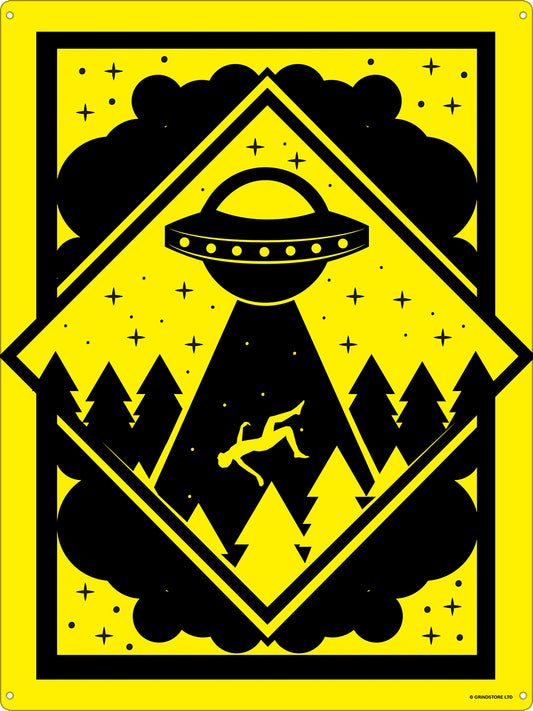 Warning! Alien Abduction Zone Tin Sign