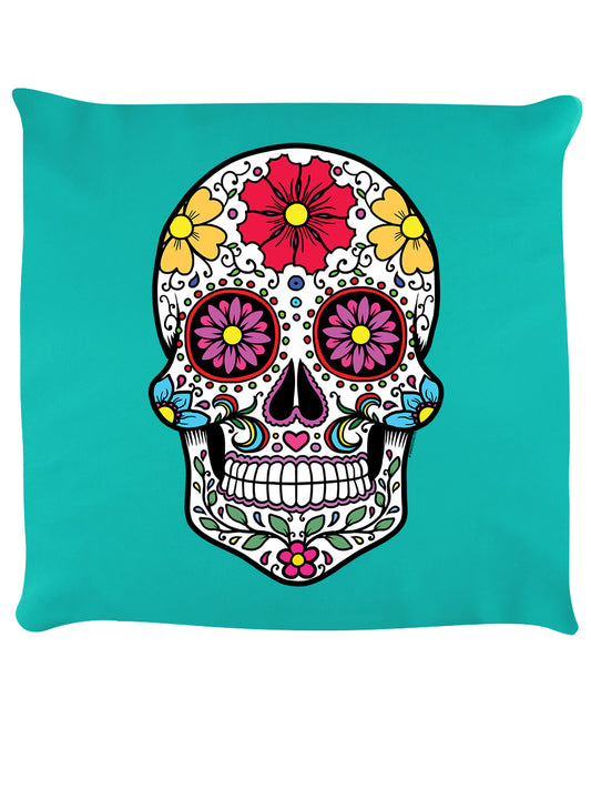 Sugar Skull Turquoise Cushion
