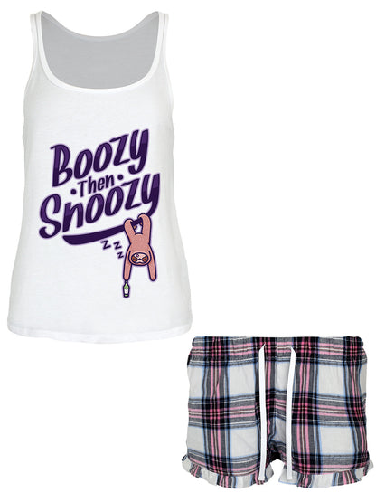 Sleepy Sloth Boozy Then Snoozy Ladies Short Pyjama Set