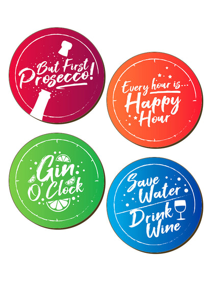 Every Hour Is Happy Hour 4 Piece Coaster Set