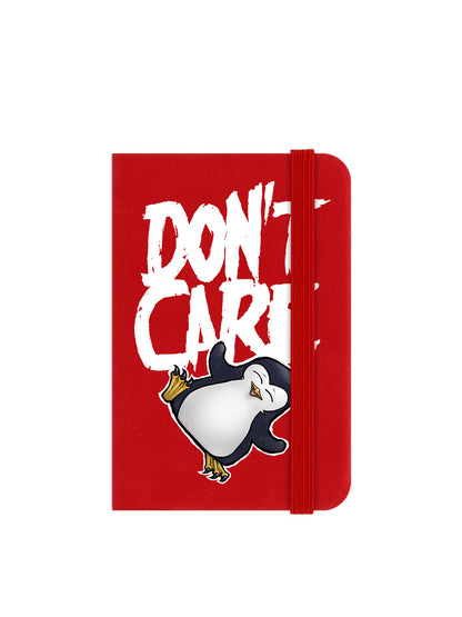 Psycho Penguin Don't Care Mini Red Notebook