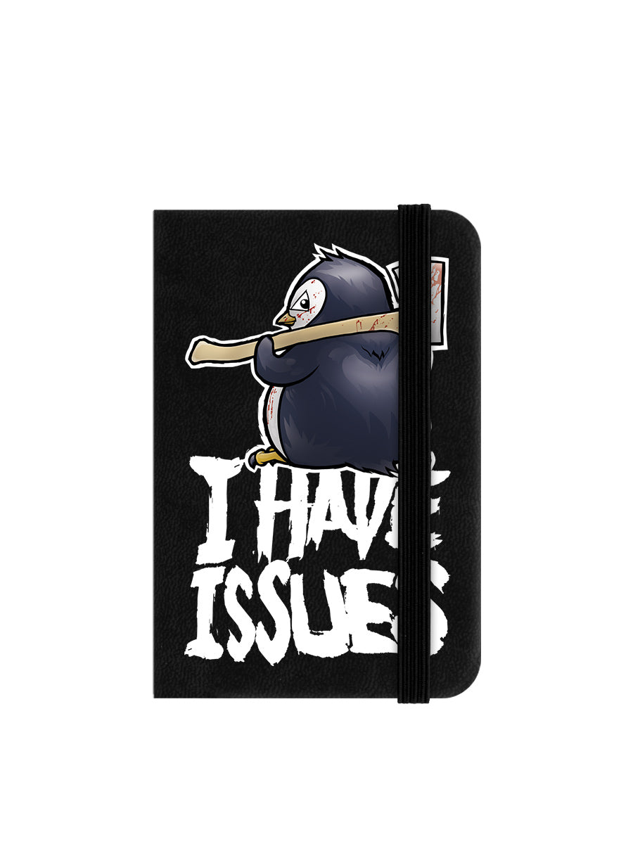 Psycho Penguin I Have Issues Mini Black Notebook