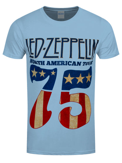 Led Zeppelin 1975 North American Tour Men's Blue T-Shirt